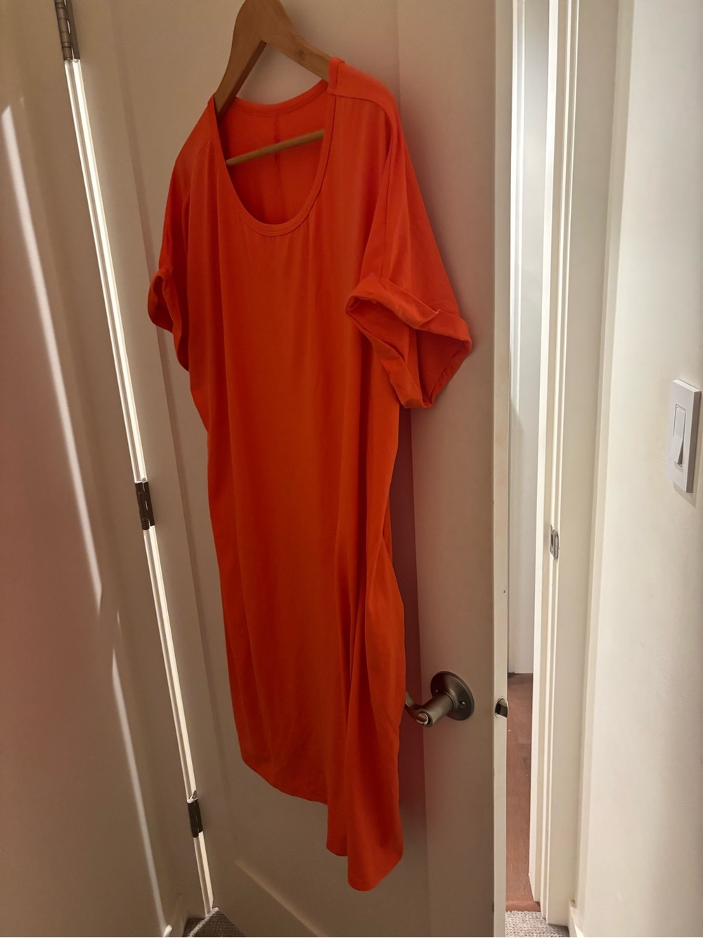 Women's Orange Casual Short-Sleeve Mini Dress